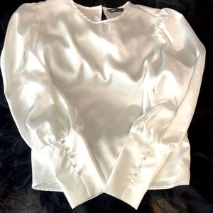 SHEIN White Button Cuffed Sleeve Blouse